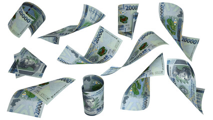 Aufkleber - 3d rendering of guinean franc notes flying in different angles and orientations isolated on transpar