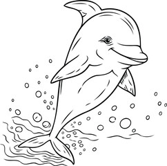 Wall Mural - Dolphin. Coloring book for children. Vector illustration of a dolphin.