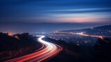 Fototapeta Miasto - A long exposure photo of a highway at night