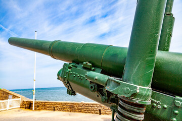 Wall Mural - german gun emplacement of second world war on the coast of Arromanches in Normandy