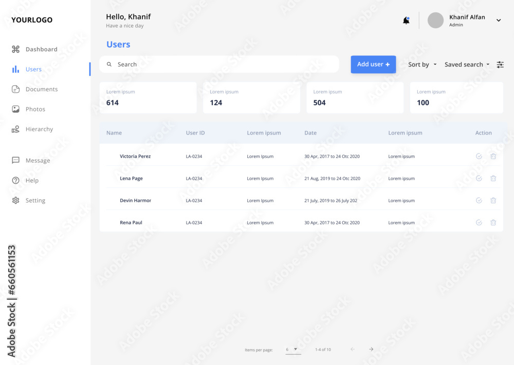 User Management, Users Roles, Role Permissions and Profile Administration CMS App Ui Kit Template