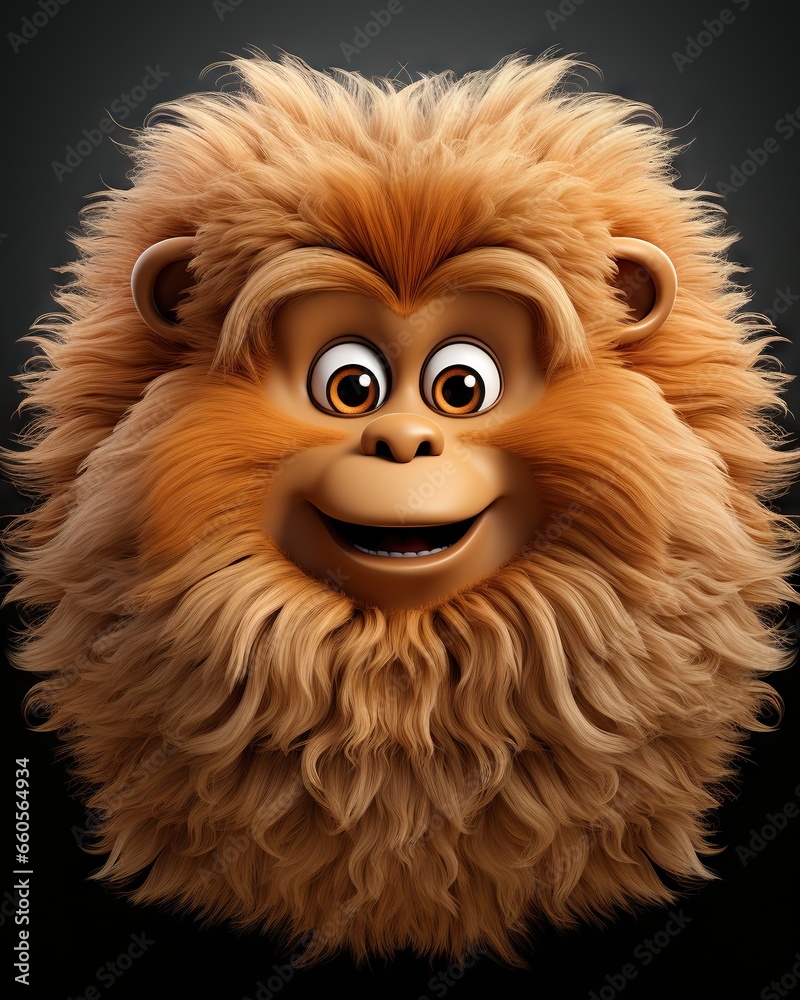 a cartoon monkey with big eyes and a smile on his face. generative ai ...