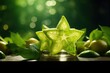  a green star shaped object sitting on top of a table.  generative ai