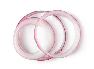 Sticker - Sliced red onion, isolated on white background