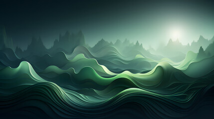 Wall Mural - Green Waves Background
