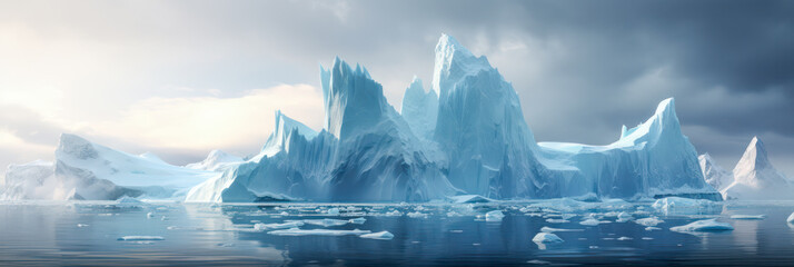 Wall Mural - Floating iceberg as panorama background
