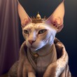 Sphynx cat in Disney princess style animated style ultra tight ultra detailed 12K HDR hyper sharp focus action pose full view shot cinematic lighting 