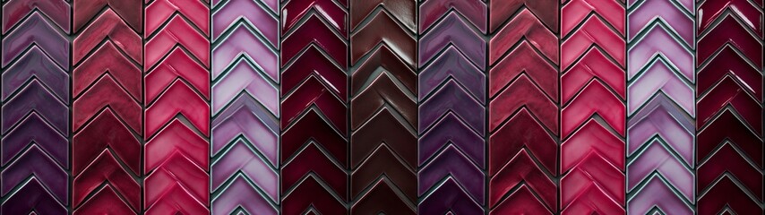 Aufkleber - Dark pink and berry red abstract grunge herringbone tiles texture background banner panorama long, seamless pattern