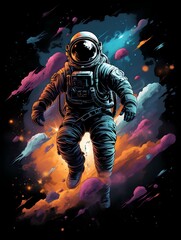 Wall Mural - design for a t-shirt depicting an astronaut in space