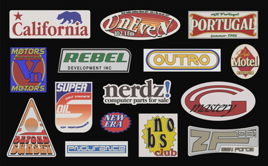 fake retro decal and signs collection vector