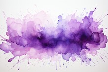 A Painting Of Purple And Purple Paint Splatters On A White Background. Imaginary Illustration.