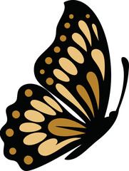 Wall Mural - Monarch butterfly silhouette vector icon. Beautiful insect logo black and orange