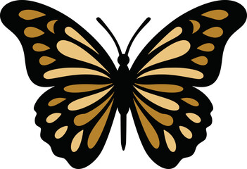 Wall Mural - Monarch butterfly silhouette vector icon. Beautiful insect logo black and orange