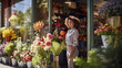 © Studio Nova - Smiling woman in apron with crossed arms standing against her flower shop