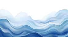 A Blue  Water Ocean  Wave, With Transitions. Watercolor Lines, Banner.