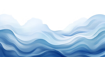 A blue  water ocean  wave, with transitions. Watercolor lines, banner.