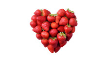 Red Berry Strawberry Heart Shape. Isolated On Transparent Background.