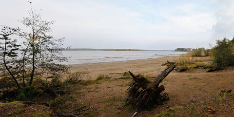 Sticker - Summer fishing on the Rybinsk reservoir, nature.