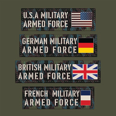 Wall Mural - 4 pieces  military labels. T shirt graphics. Print. Vector