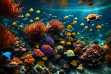 Fototapeta Do akwarium - coral reef and fish