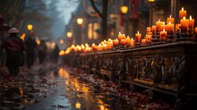 As City Sleeps, Lone Figure Walks Down The Street, The Flickering Light Of The Outdoor Candles Casting A Warm Glow Upon The Waxy Pavement, Creating Wild And Fluid Scene Of Tranquility And Mystery