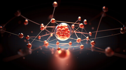 Wall Mural - a 3d-rendered representation illustrates the elementary particles within an atom, a foundational ide