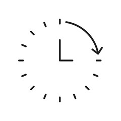 Poster - Antique wall watch, time sign, retro clock face with round shape dial. Vector timepiece outline icon. Clock timer watch with dial face hands