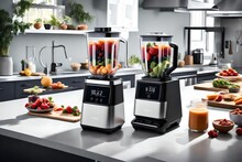 a smart blender with touch-screen controls.
