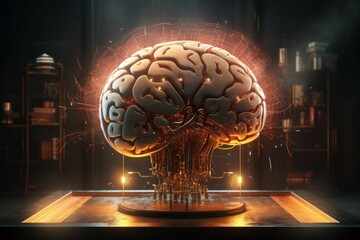 Poster - Autonomous Brain artificial intelligence. System digital. Generate Ai