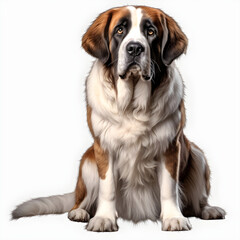 Saint Bernard dog Design Elements Isolated Transparent Background Generative AI