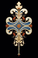  Indian motif Mughal flower, ornament symmetrical along two axes Palekh style, Russian style