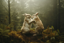 Two Rabbits Fighting In The Forest, Generative Ai 