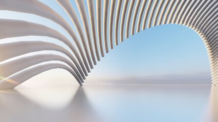 Aufkleber - Abstract architecture background arched interior 3d render