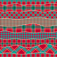 Poster - Patchwork textile pattern. Seamless quilting design background. Merry Christmas cozy pattern.