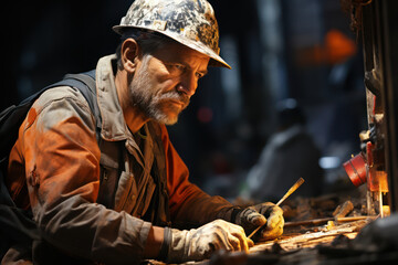 Poster - A construction worker building a skyscraper, illustrating the transformative power of human industry. Concept of construction and progress. Generative Ai.