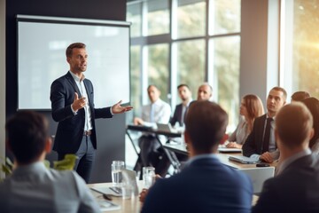 Businessman making a presentation at a conference seminar