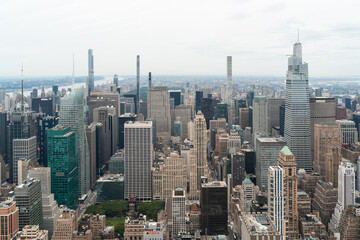 aerial panoramic city view of upper manhattan neighborhoods and the most visited urban park in the u