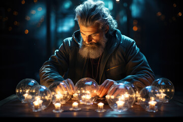 Poster - a person engaged in a quantum thought experiment, envisioning new frontiers in understanding the min