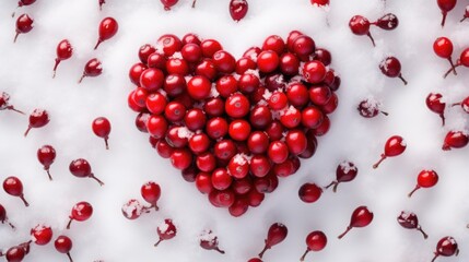 Wall Mural - A heart made out of cherries on a white surface