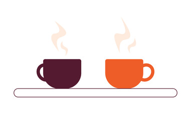 Poster - Coffee break semi flat colour vector object. Hot drinks on tables. Fragrant beverage. Editable cartoon clip art icon on white background. Simple spot illustration for web graphic design