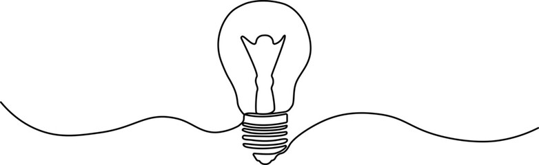 Poster - Light bulb continuous line. Vector illustration.
