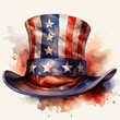 watercolor Uncle Sam Hat Decorations clipart, Generative Ai