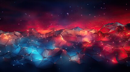 abstract red and blue virtual network - design element for technology background - connectivity backdrop illustration - generative ai