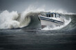 © RooM The Agency - Fishing Boat sailing through a wave in rough seas, USA