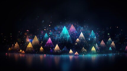 Big data abstract background. Technology network concept. Futuristic global database visualization. Neon multicolor effect.