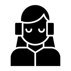 Wall Mural - Solid Woman Customer Support icon