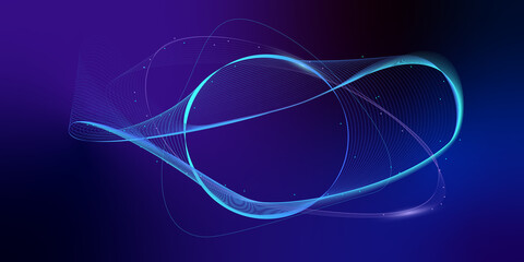 Aufkleber - abstract looped shape on a dark purple blue gradient background for presentation design, web banner,