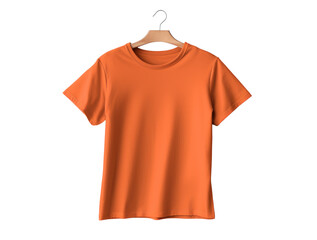 Wall Mural - orange t-shirt mockup on a hanger, png file of isolated cutout object with shadow on transparent background.