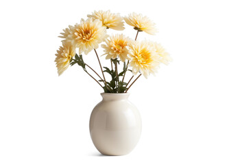 Wall Mural - vase with beautiful beige flowers, png file of isolated cutout object with shadow on transparent background.