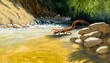 a Scorpion back ground river bright sunny day photorealistic oil painting year 1800 high resolution realistic oil painting 16k 